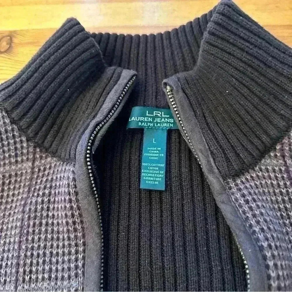 LRL Lauren Jeans Co by Ralph Lauren zip up sweater/jacket tweed women L - Picture 5 of 6